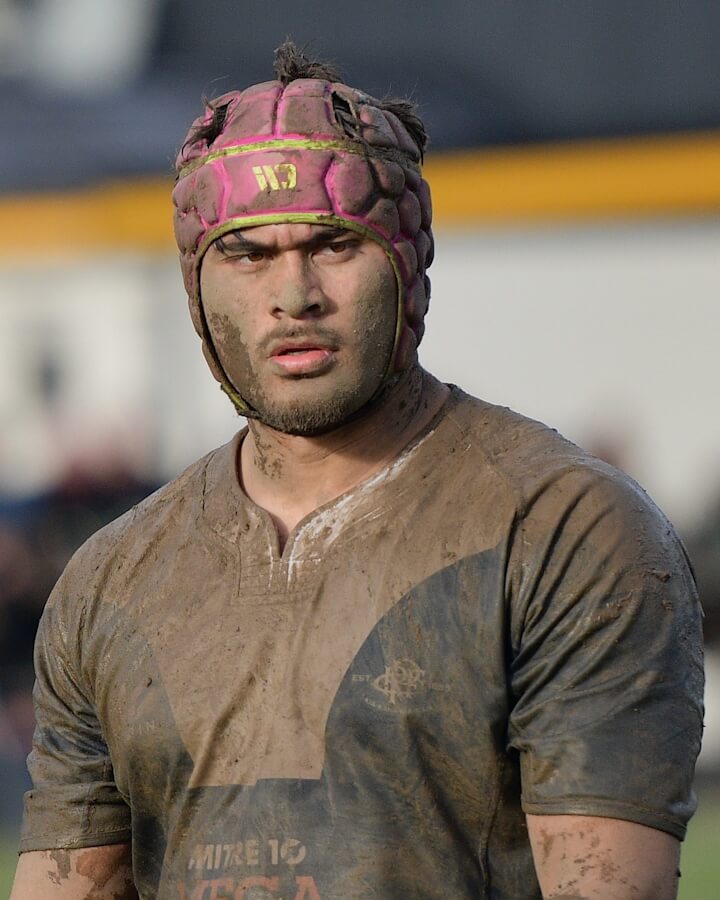 Rugby player in pink ID Gear headgear